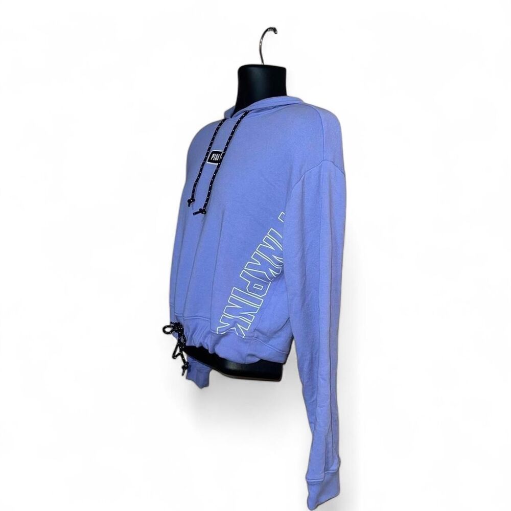 PINK Victoria's Secret Women's Cropped Hoodie | Periwinkle Blue-Purple Drawstrin - Picture 3 of 7